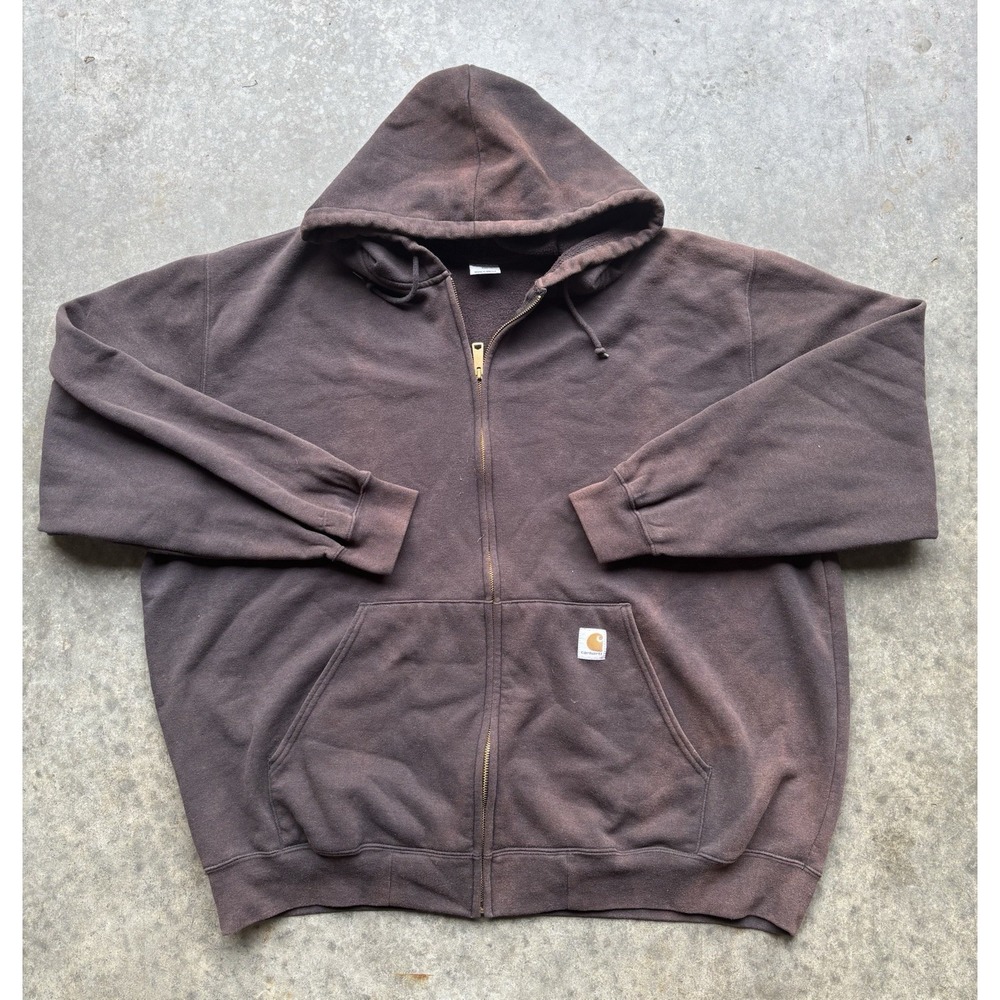 Vintage 90s Carhartt Zip Up Hoodie Sun Faded Black Size 3XL